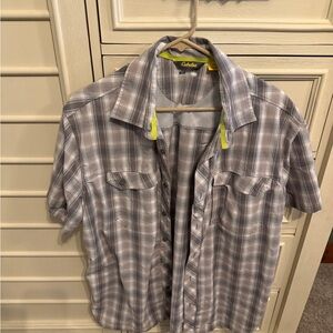 Cabela's Casual Gray and White Plaid Shirt
